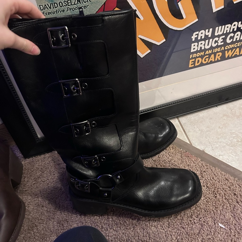 Black boots buckled